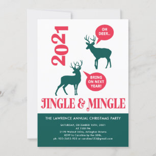 Jingle & Mingle Reindeer jul Roligten Party Inbjudningar