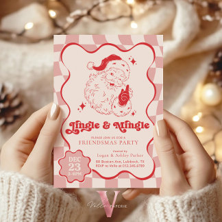 Jingle & Mingle Retro Christmas Friendmas Party Inbjudningar