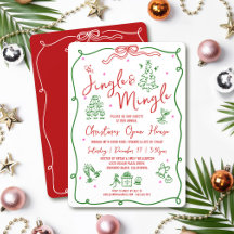 Jingle Mingle Röd Grön Handritade Klotter Semester
