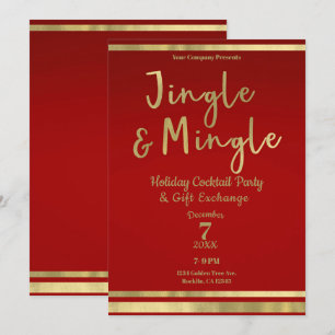 Jingle & Mingle Röd Guld Företagets Julfest Inbjudningar