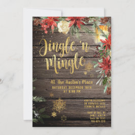 Jingle & Mingle Rustic Guld Calligraphy Party Inbjudningar