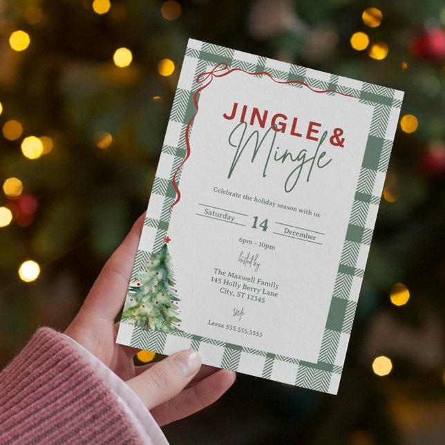 Jingle & Mingle Simple julfest bjudande Inbjudningar (Jingle & Mingle Simple Christmas Party Invitation
)