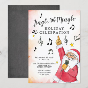 Jingle Mingle Singing Santa Julfest Inbjudningar