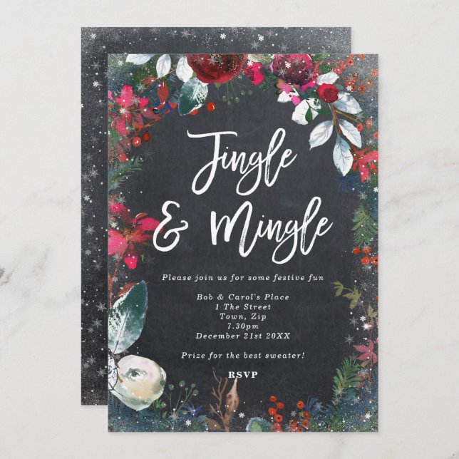 jingle & mingle sparkly julfest inbjudningar (Fram/baksida)