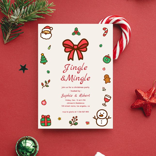 Jingle &Mingle Stollig Doodle Ram jul Party Inbjudningar (Skapare uppladdad)
