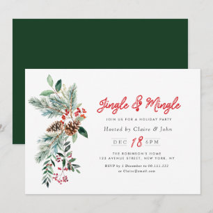 Jingle & Mingle vinterbladchristmas party Inbjudningar