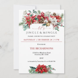 Jingle & Mingle Watercolor Blommigt jul Party Inbjudningar