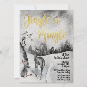 Jingle & Mingle Watercolor Woodland Party Inbjudan