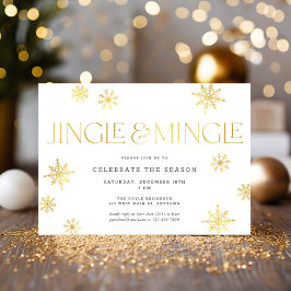 Jingle & Mingle White Guld Snowflake Julfest Inbjudningar