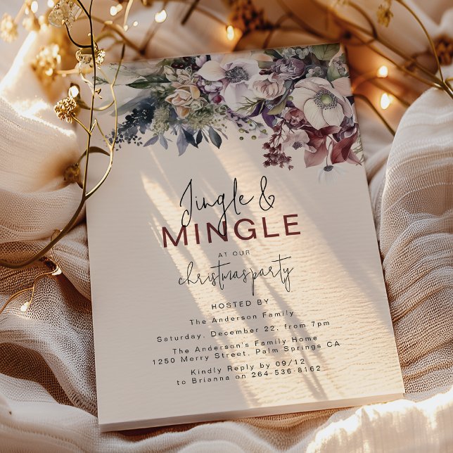 Jingle & Mingle Winter Floral Christmas Party Inbjudningar (Skapare uppladdad)