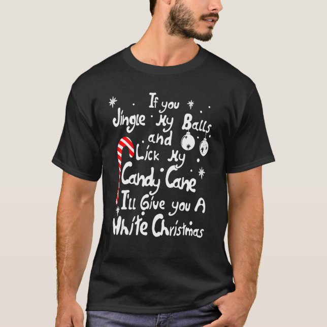 Jingle My Bollar Slickar Vit jul i Candy cane T Shirt (Framsida)
