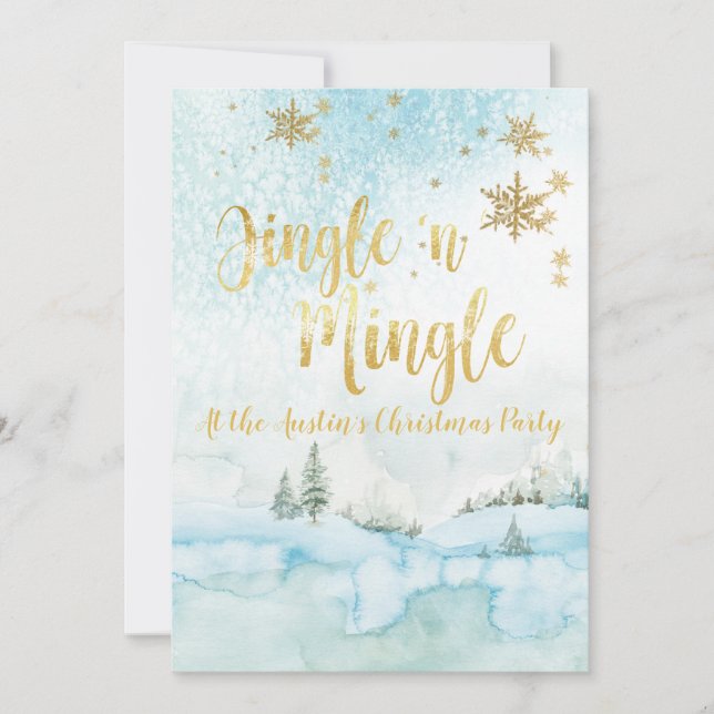 Jingle 'n MIngle Winter Scene Party Inbjudan (Framsida)