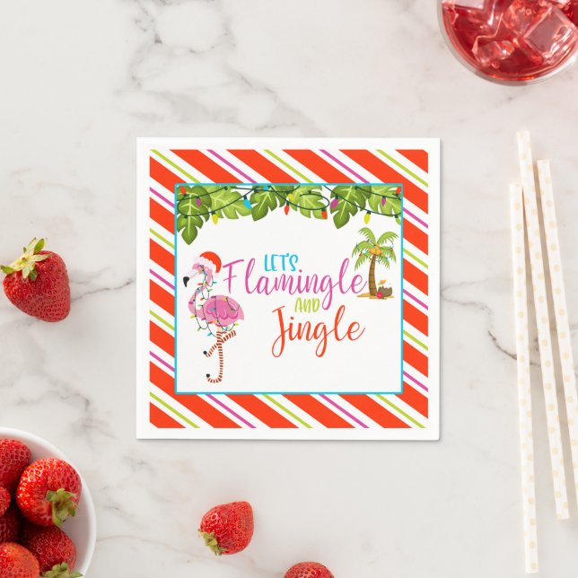 Jingle och Flamingle jul Party Napkins - WH Pappersservett (Insitu)