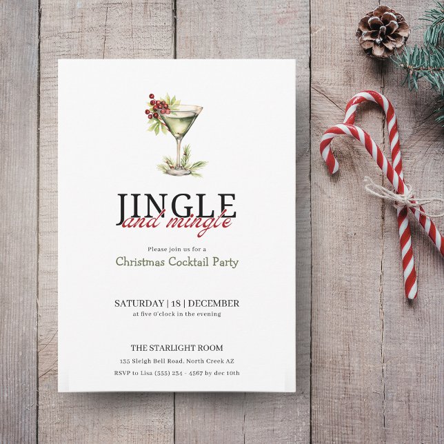 Jingle och Mingle christmas cocktail party Inbjudningar (Skapare uppladdad)
