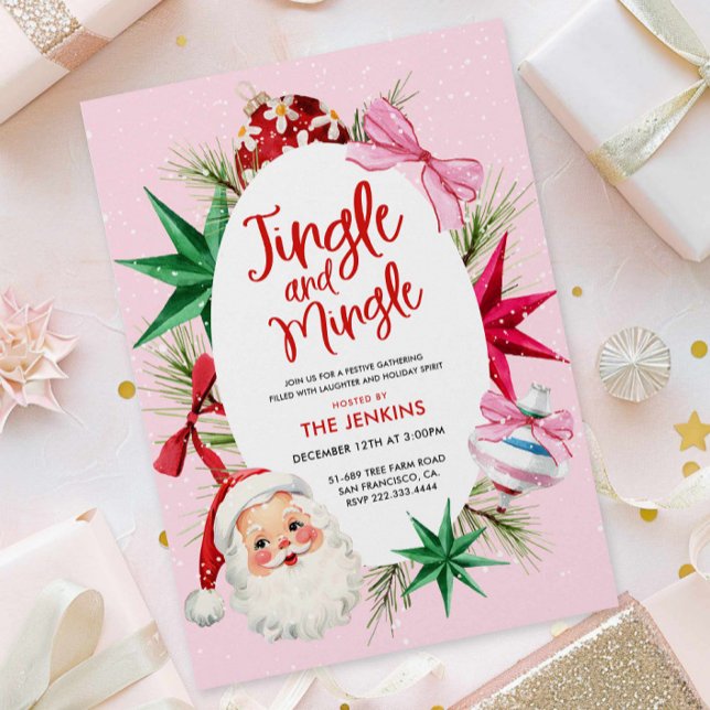 Jingle och Mingle Colorful jul Party Inbjudningar (Jingle and Mingle Christmas Party Invitation)