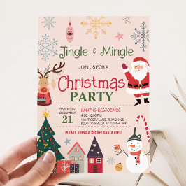 Jingle och Mingle Cute God Jul Party Inbjudningar