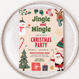 Jingle och Mingle Cute Helgdag jul Party Inbjudningar