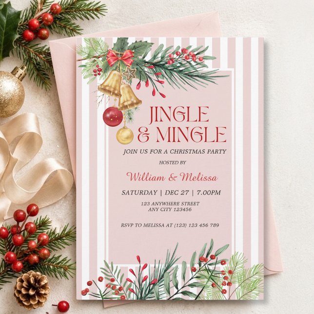 Jingle och Mingle Elegant Vinter Julfest  Inbjudningar (Skapare uppladdad)