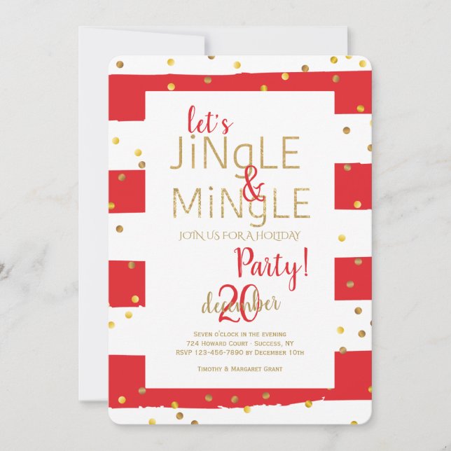 Jingle och Mingle Guld Confetti Inbjudningar (Framsida)
