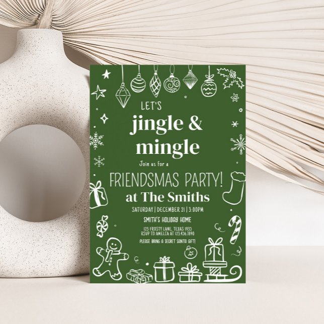 Jingle och Mingle Hand plockade jul Party Inbjudningar (Hand Drawn Jingle and Mingle Christmas Party Invitation)