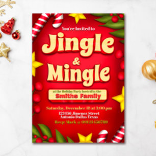 Jingle och Mingle Helgdag Inbjudningar