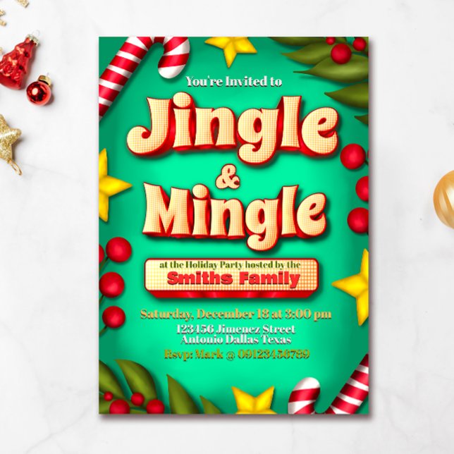 Jingle och Mingle Helgdag - Turkos Inbjudningar (Skapare uppladdad)