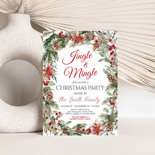 Jingle och Mingle Holly Berries jul Party Inbjudningar