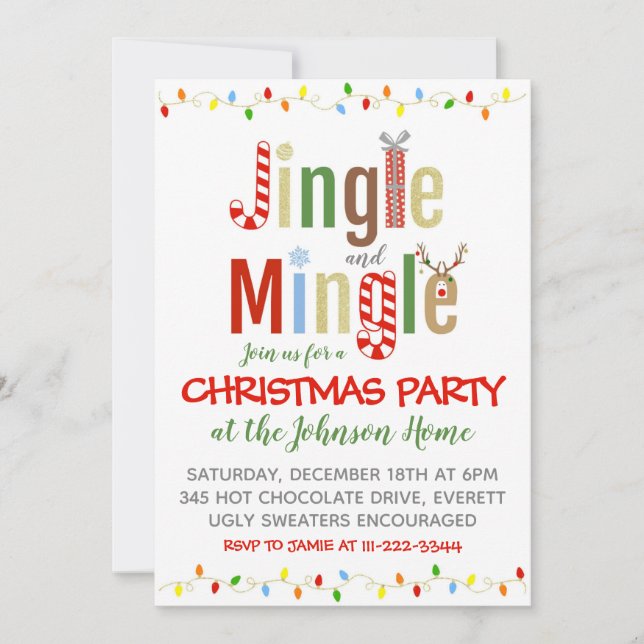 Jingle och Mingle, inbjudan till julfest (Framsida)