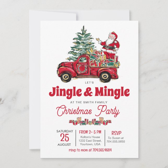 Jingle- och Mingle-inbjudan till julfest Inbjudningar (Framsida)