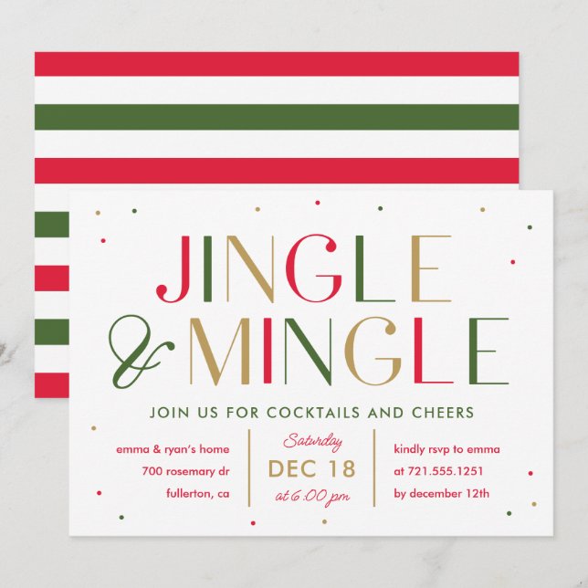 Jingle- och Mingle-inbjudan till julfest Inbjudningar (Fram/baksida)