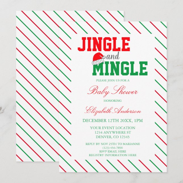 Jingle och Mingle jul Baby Shower Inbjudningar (Fram/baksida)