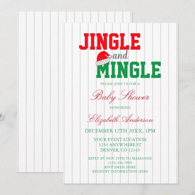 Jingle och Mingle jul Baby Shower Inbjudningar (Fram/baksida)