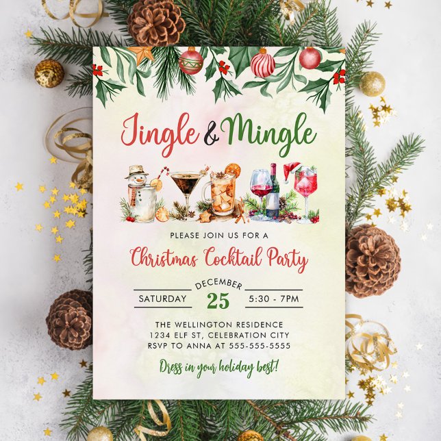 Jingle och Mingle jul Cocktail Party Inbjudningar (Skapare uppladdad)