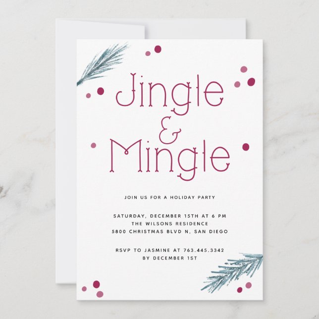Jingle och Mingle Jul Foliage Party Inbjudningar (Framsida)