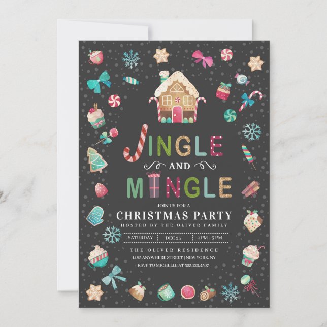 Jingle och Mingle jul Gingerbröd Party Inbjudningar (Framsida)