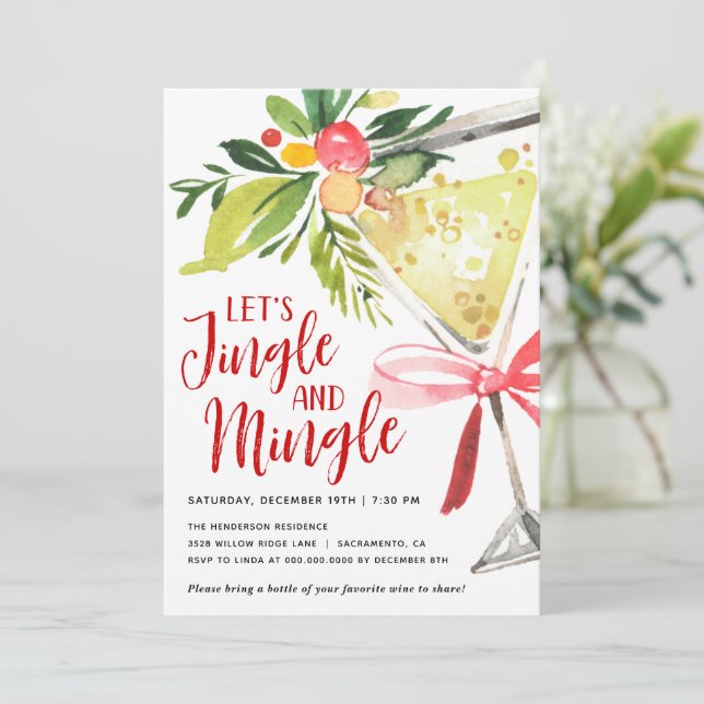 Jingle och Mingle jul Helgdag Cocktail Party Inbjudningar (Stående Fram)