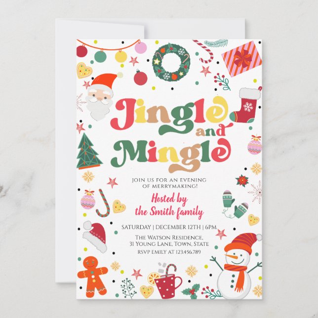 Jingle och Mingle Jul Julfest Inbjudningar (Framsida)