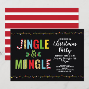 Jingle och Mingle jul Party Holly-Helgdagar Inbjudningar