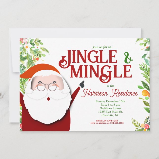 Jingle och Mingle jul Party Inbjudan (Framsida)