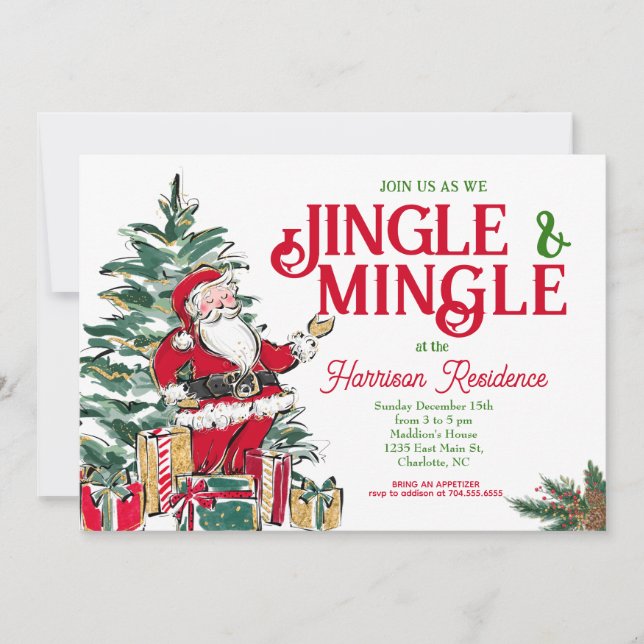 Jingle och Mingle jul Party Inbjudan (Framsida)