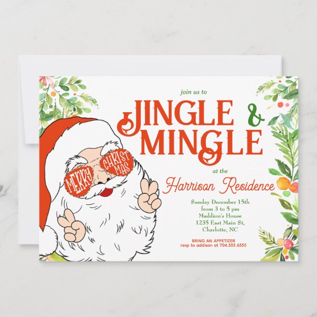 Jingle och Mingle jul Party Inbjudan (Framsida)