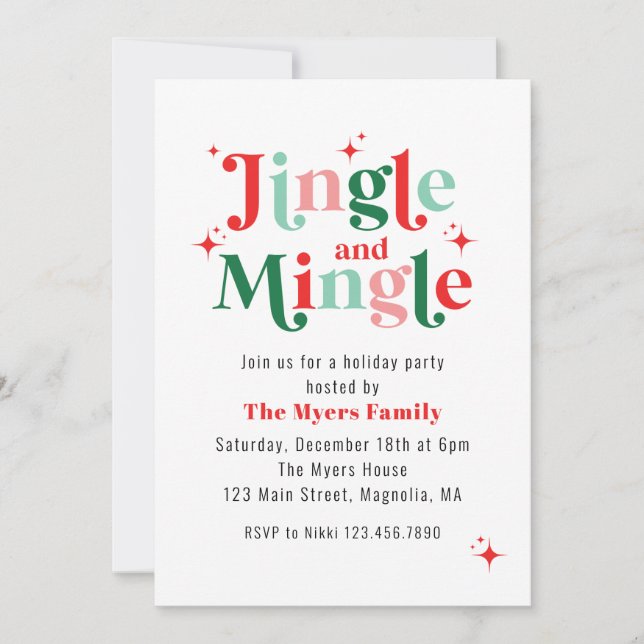Jingle och Mingle jul Party Inbjudningar (Framsida)