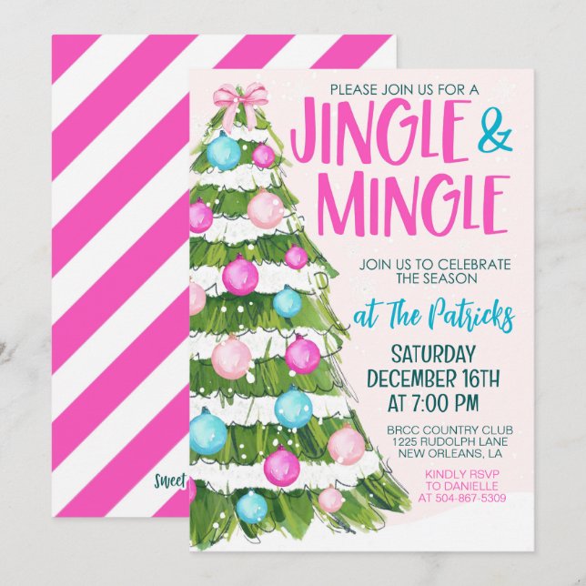 Jingle och Mingle jul Party Inbjudningar (Fram/baksida)