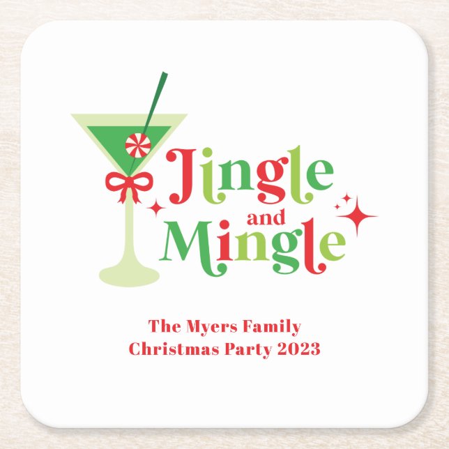 Jingle och Mingle jul Party Underlägg Papper Kvadrat (Framsidan)