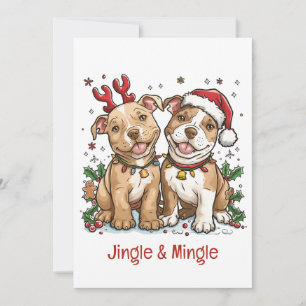 Jingle och Mingle jul Pit Bull Dogs Inbjudningar