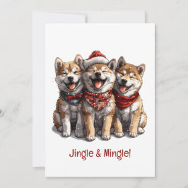Jingle och Mingle jul Shiba Inu Santa Hundar Inbjudningar