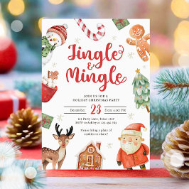 Jingle och Mingle Julfest jultomten Inbjudningar