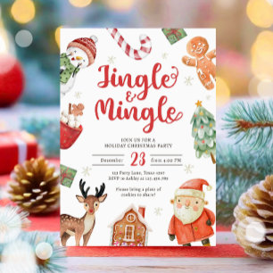 Jingle och Mingle Julfest jultomten Inbjudningar