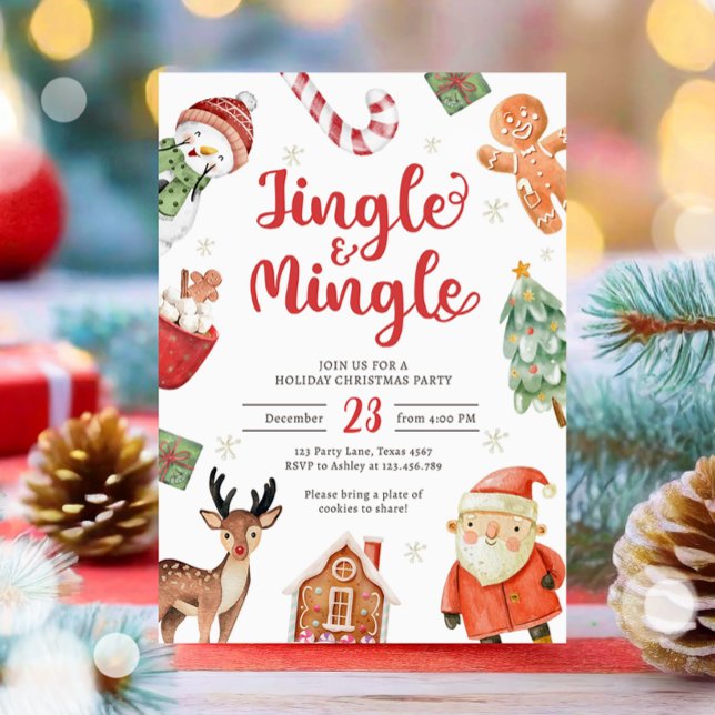 Jingle och Mingle Julfest jultomten Inbjudningar (Skapare uppladdad)