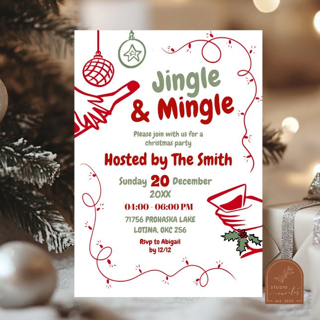 Jingle och Mingle Julfestinladan Inbjudningar (Skapare uppladdad)